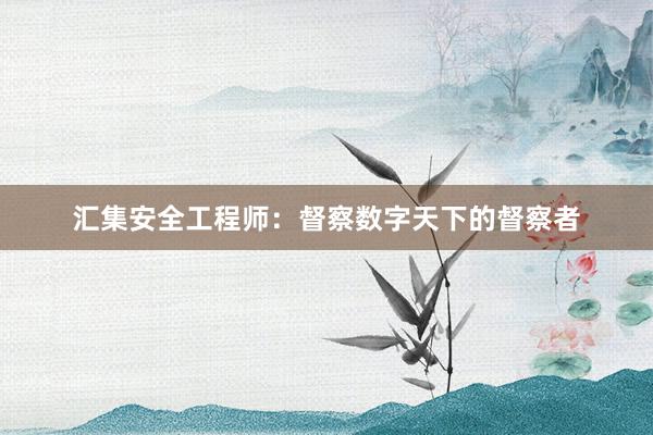 汇集安全工程师：督察数字天下的督察者