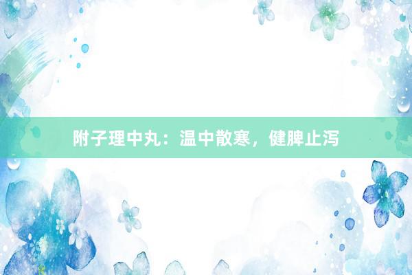 附子理中丸：温中散寒，健脾止泻