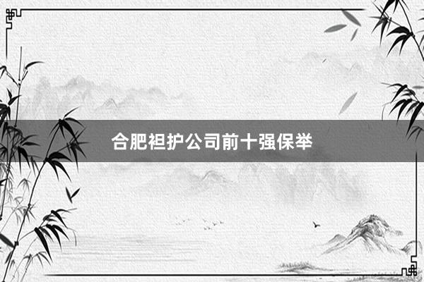 合肥袒护公司前十强保举